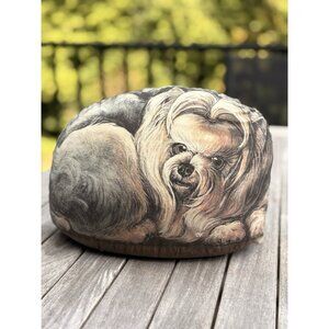 Vintage Yorkshire Terrier Dog Pillow Weighted Doorstop 2001 Signed 10x8”